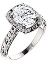 14K White 9x7 mm Oval 1/8 CTW Natural Diamond Semi-Set Engagement Ring