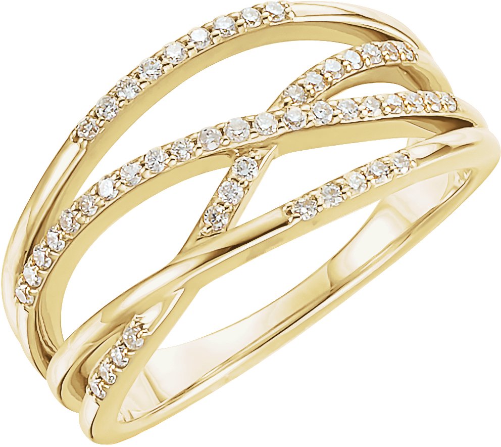 14K Yellow 1/5 CTW Diamond Criss-Cross Ring