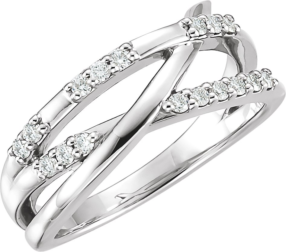 14K White 1/4 CTW Diamond Criss-Cross Ring