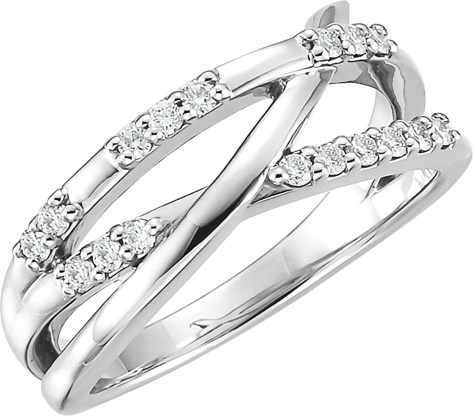 14K White 1/4 CTW Diamond Criss-Cross Ring