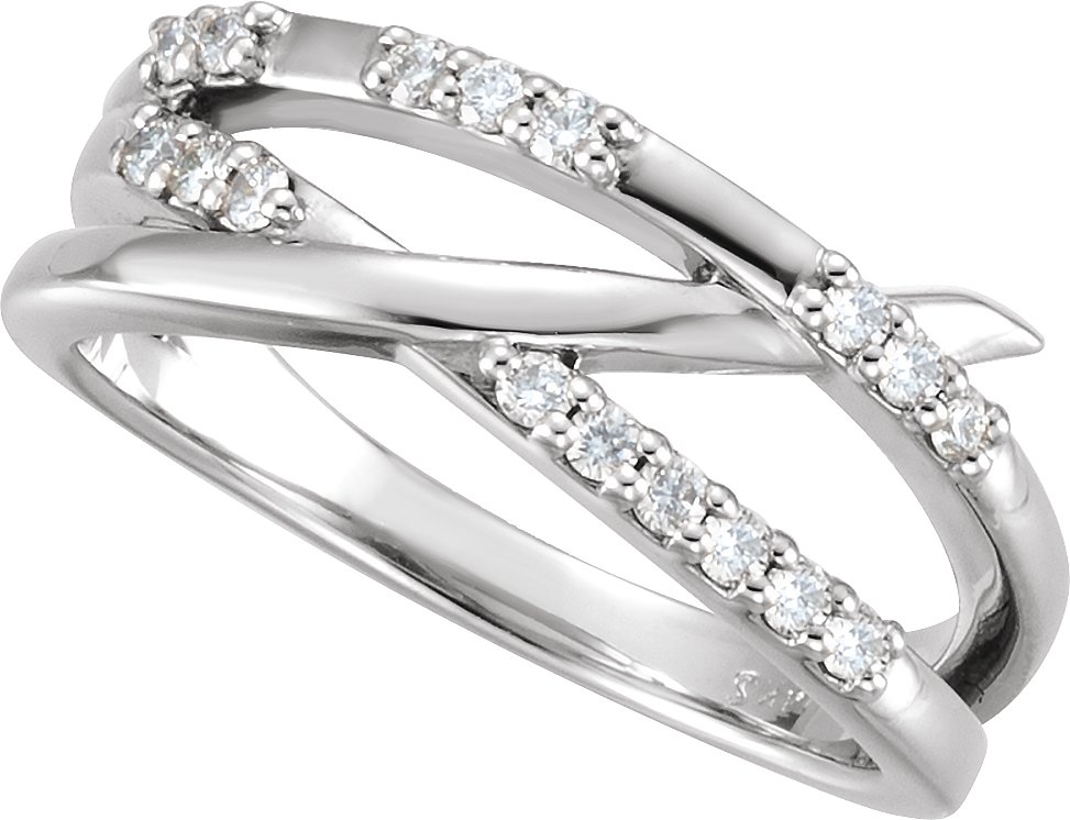 14K White 1/4 CTW Diamond Criss-Cross Ring