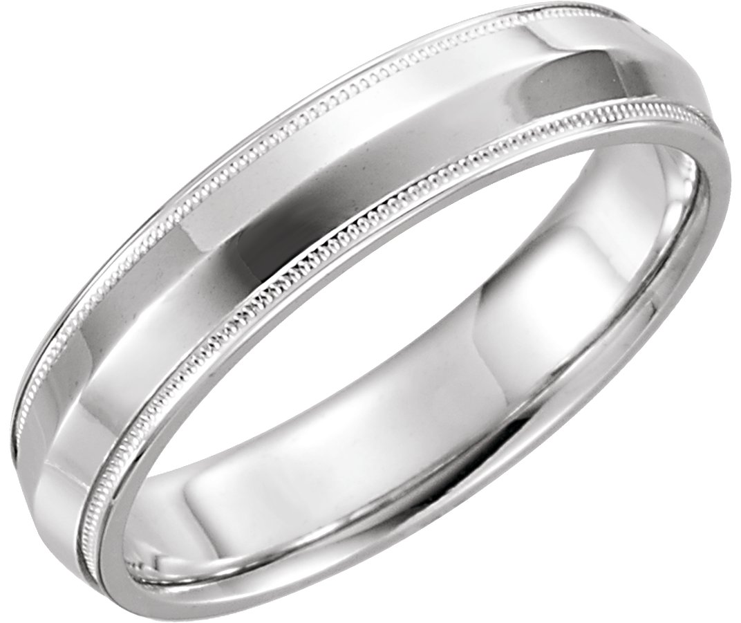 14K White 5 mm Knife Edge Comfort-Fit Band with Milgrain Size 12