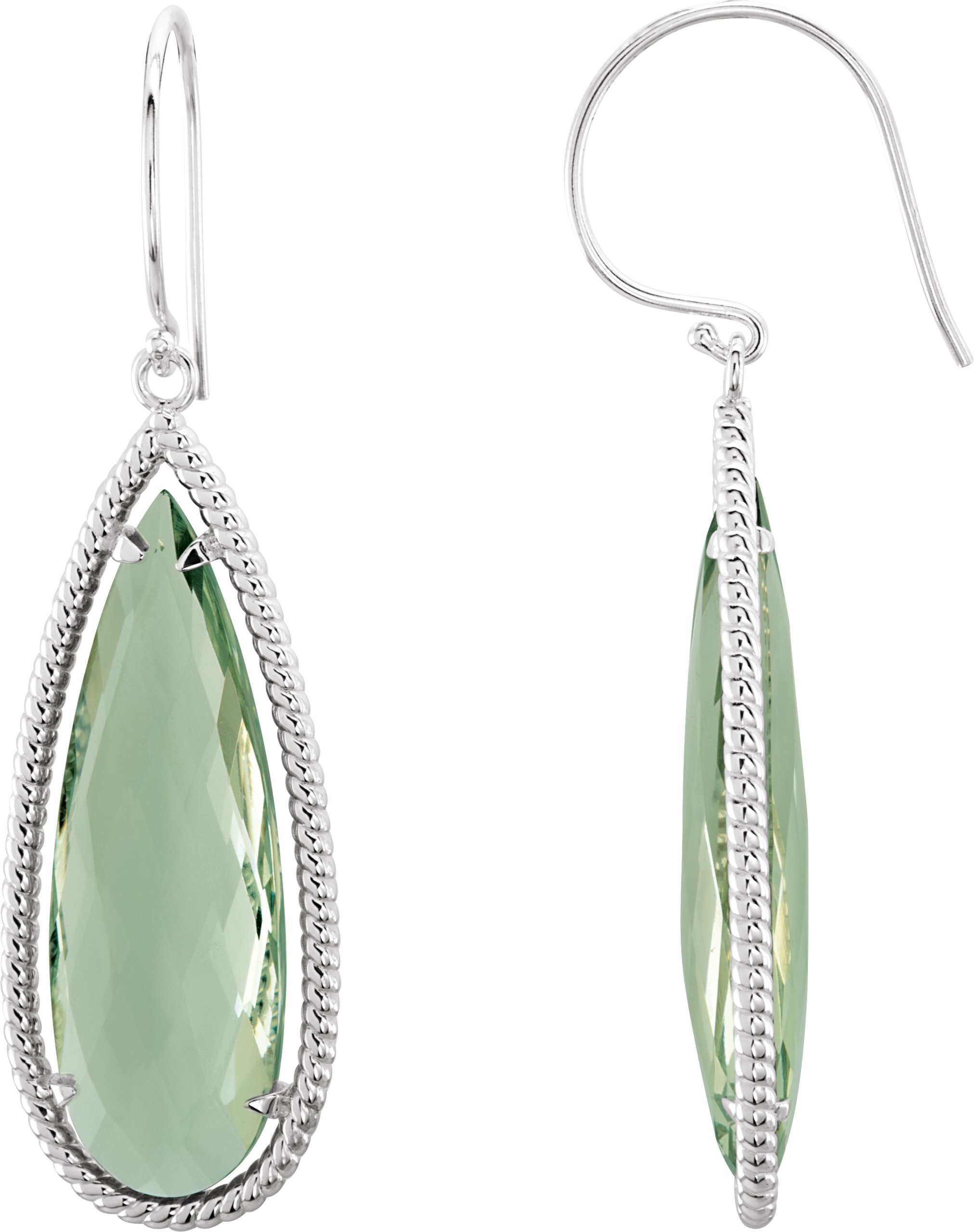 Sterling Silver Natural Green Quartz Earrings