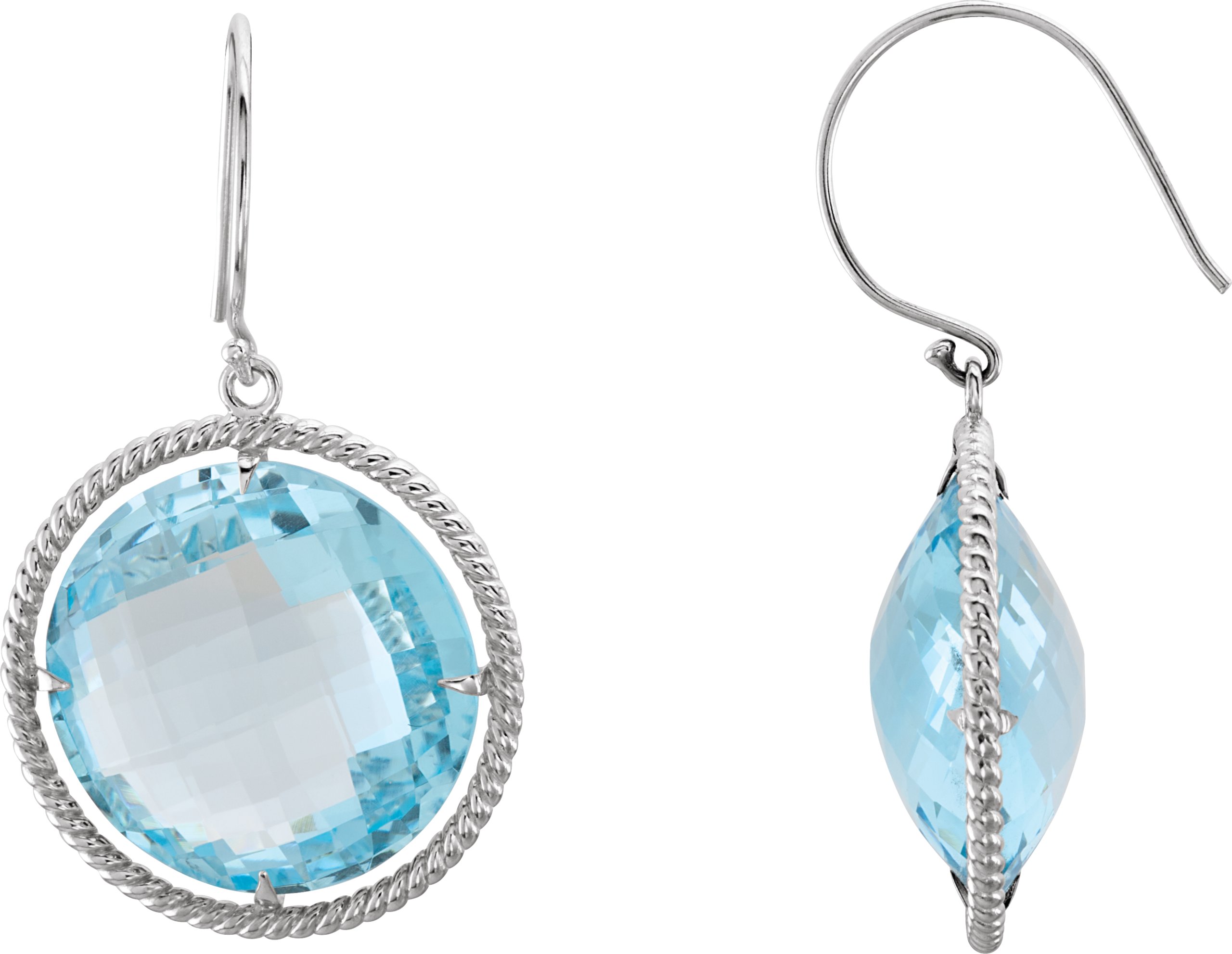 Sterling Silver Sky Blue Topaz Rope Design Earrings Ref 4946013