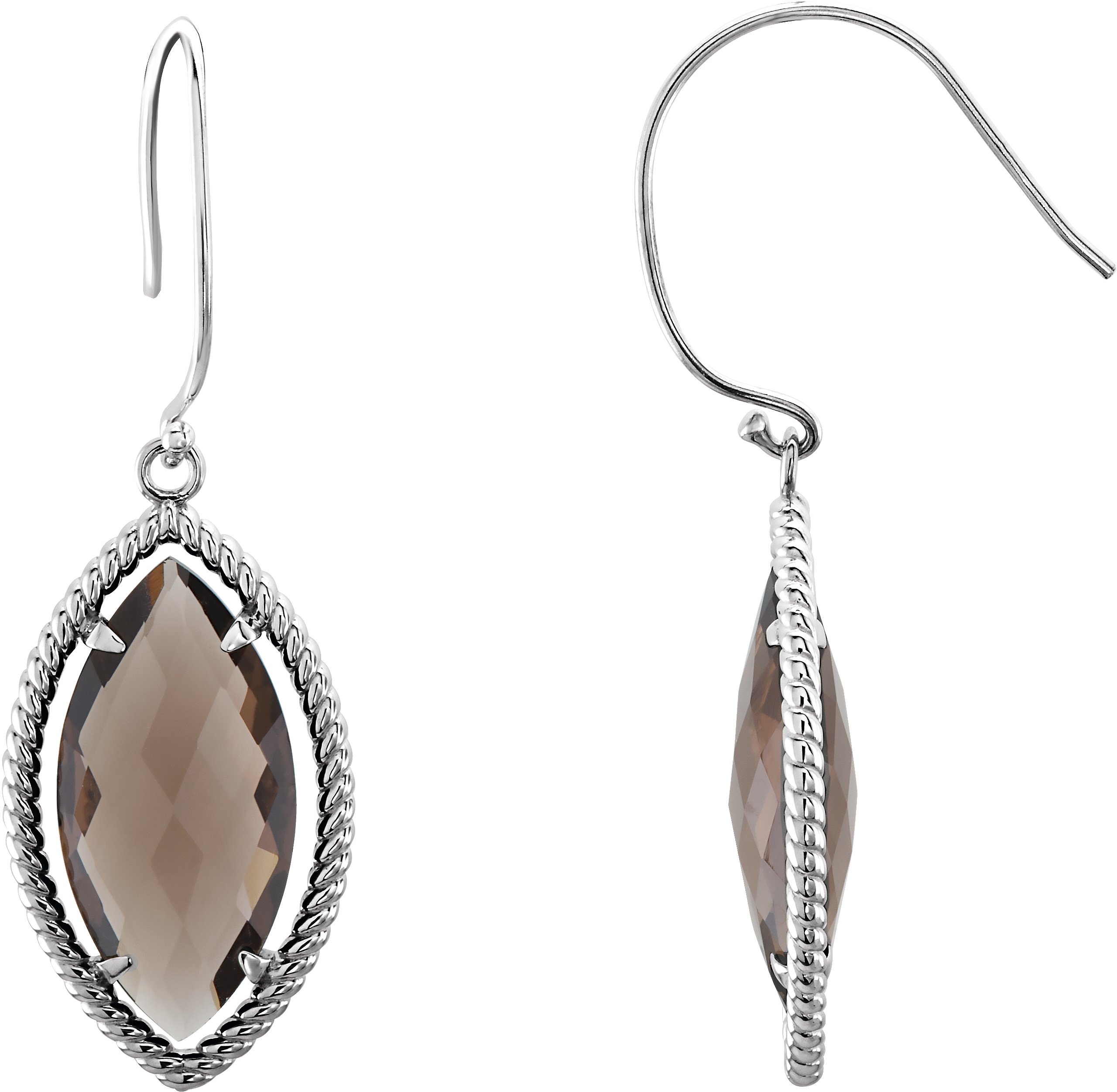 Sterling Silver Smoky Quartz Rope Design Earrings Ref 4943146