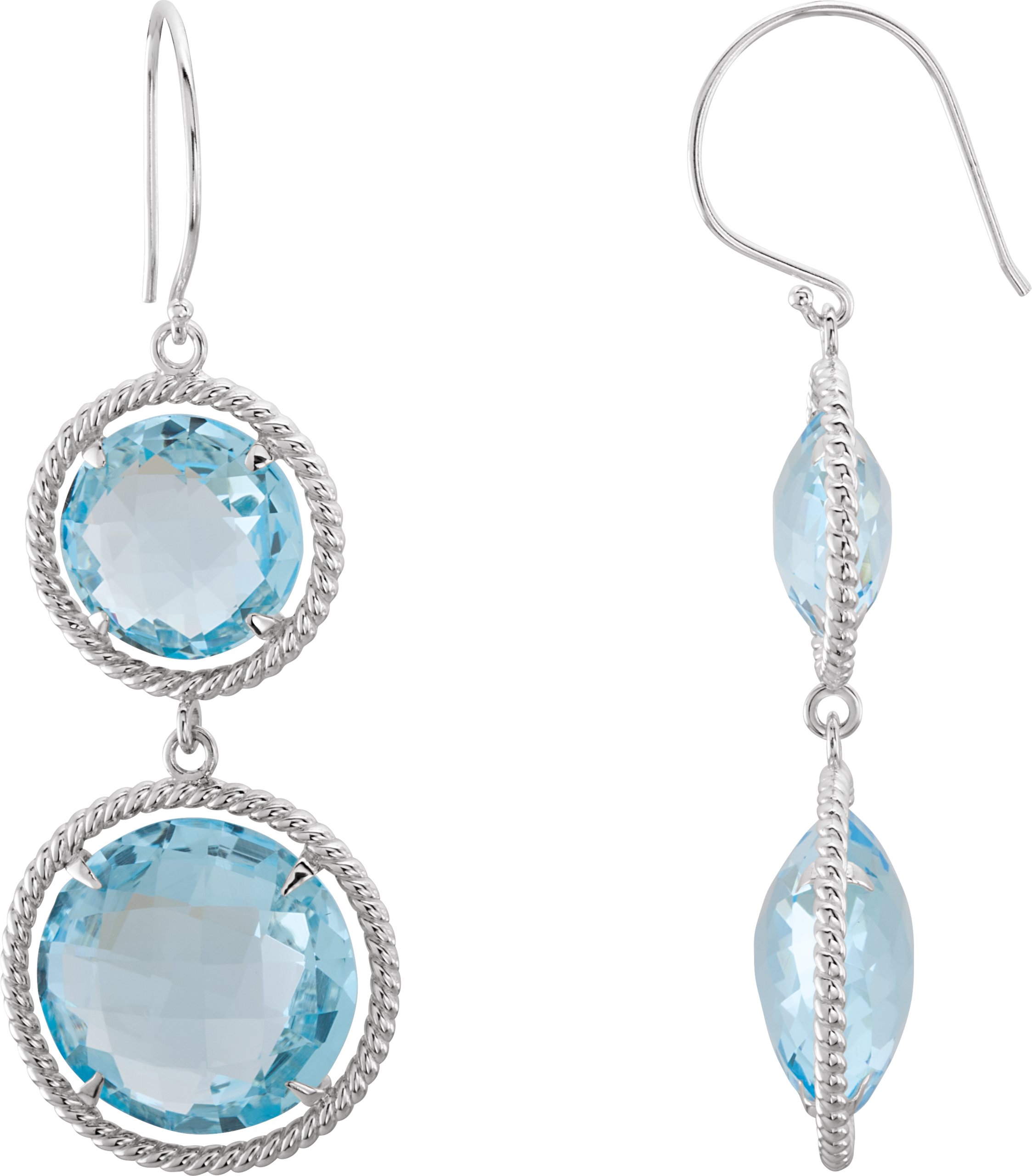 Sterling Silver Sky Blue Topaz Rope Design Earrings Ref 4945953