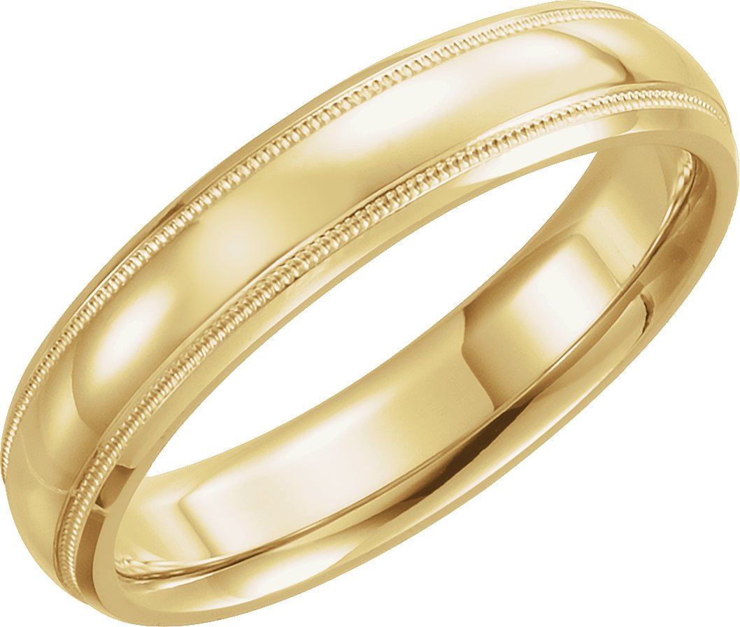 14K Yellow 4 mm Half Round Band with Milgrain Size 9