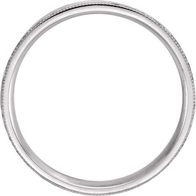 14K White 5 mm Flat Band with Hammered Texture & Milgrain Size 9
