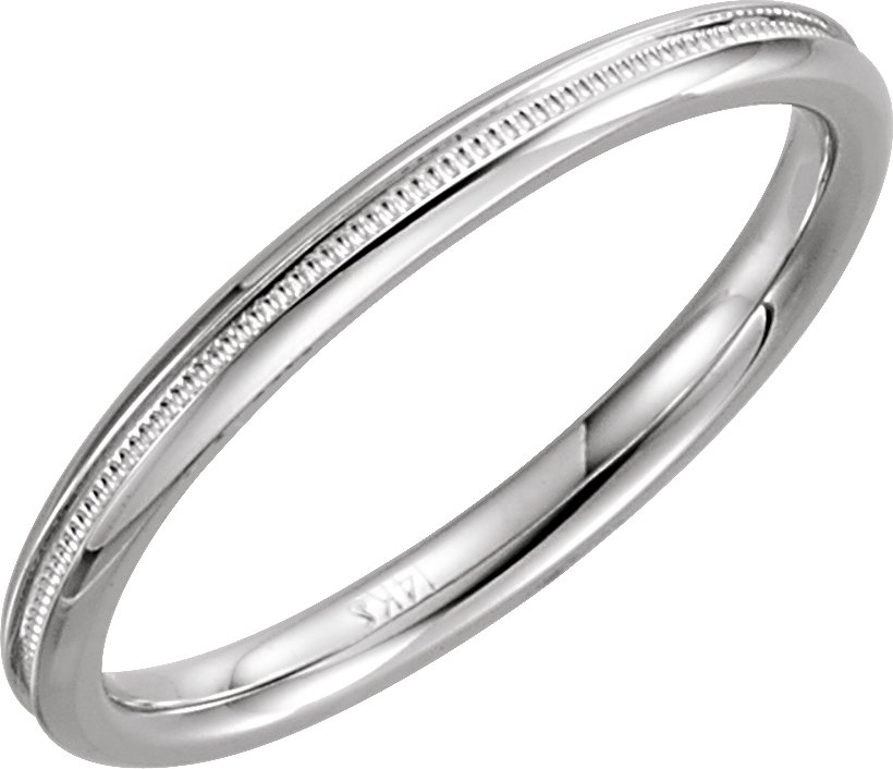 Milgrain Comfort-Fit Half Round Band – 14K White Gold