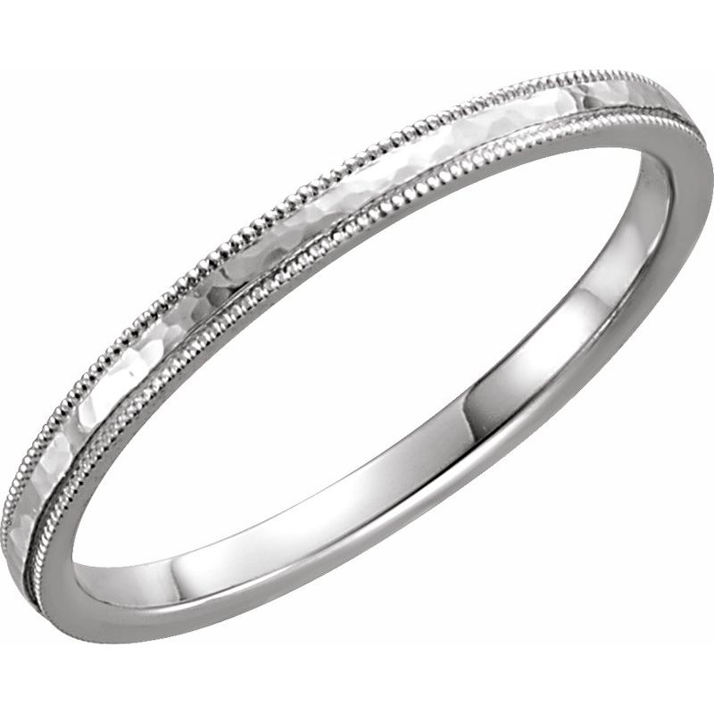 Milgrain Edge Comfort-Fit Flat Band with Hammer Finish