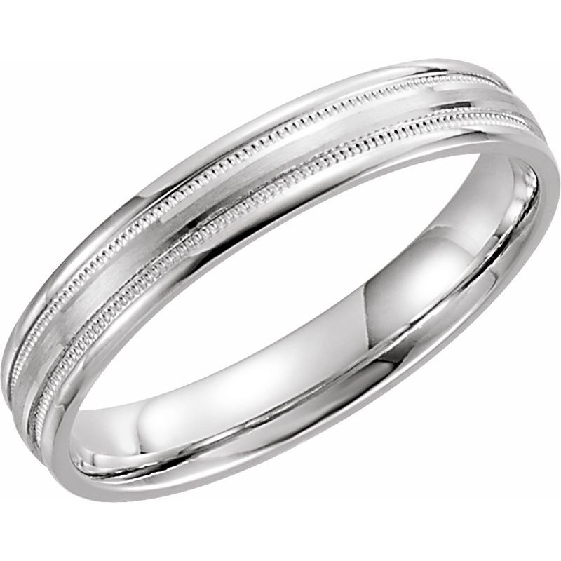 Milgrain Edge Comfort-Fit Flat Band with Satin Finish