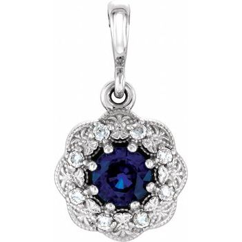 Platinum Blue Sapphire and .06CTW Diamond Pendant Ref 11774538