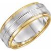 14K Yellow White Yellow 7 mm Grooved Band with Bead Blast Finish Size 13.5 Ref 17140786