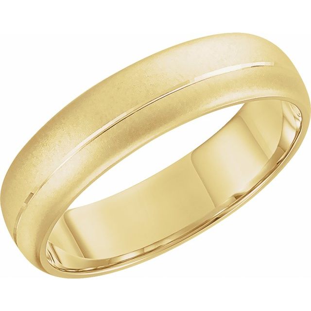 14K Yellow 6 mm Grooved Band with Beadblast Finish  Size 10.5