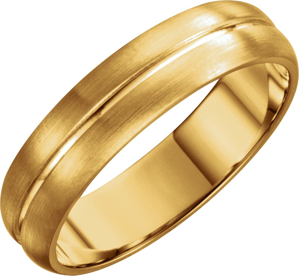 14K Yellow 5 mm Grooved Band with Brush Finish Size 10