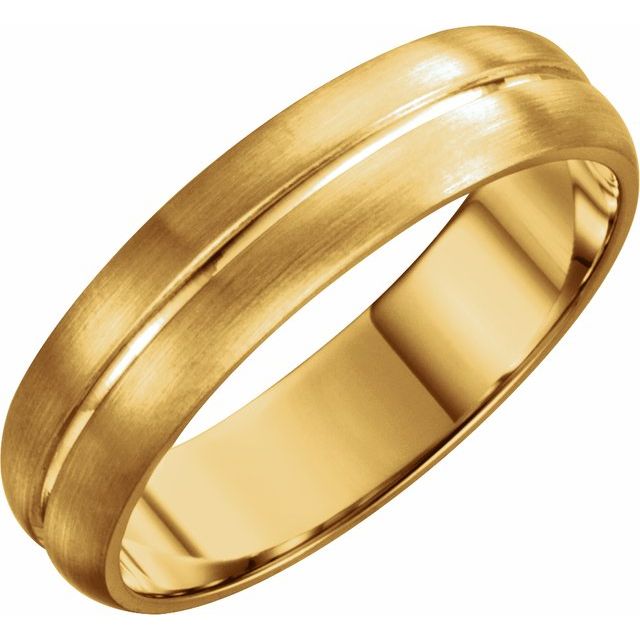 18K Yellow 5 mm Grooved Band with Brush Finish Size 7.5