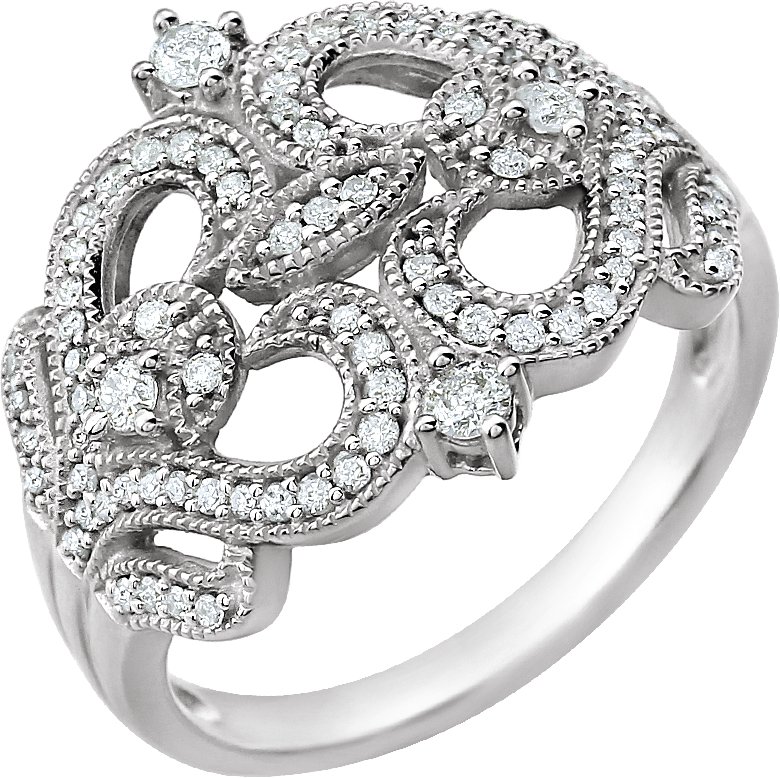 14K White 3/8 CTW Diamond Ring