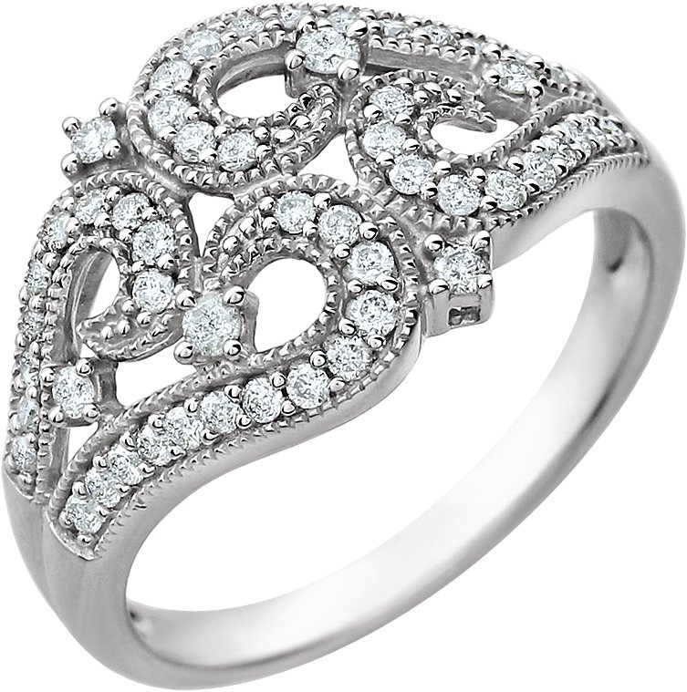 14K White 3/8 CTW Diamond Ring