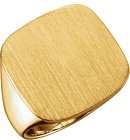 14K Yellow 20 mm Square Signet Ring with Brush Finished Top
