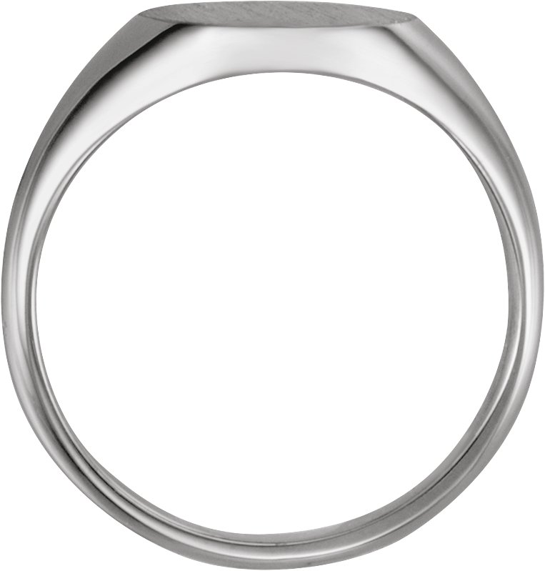 14K White 11x9.5 mm Oval Signet Ring