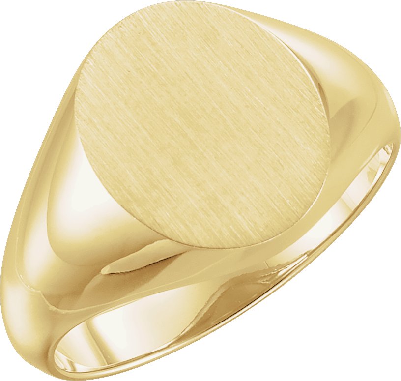 14K Yellow 14x12 mm Oval Signet Ring