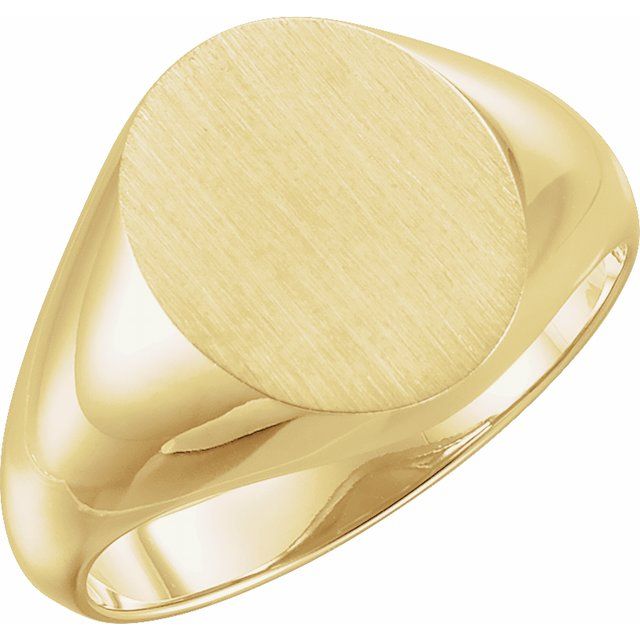 10K Yellow 14x12 mm Oval Signet Ring