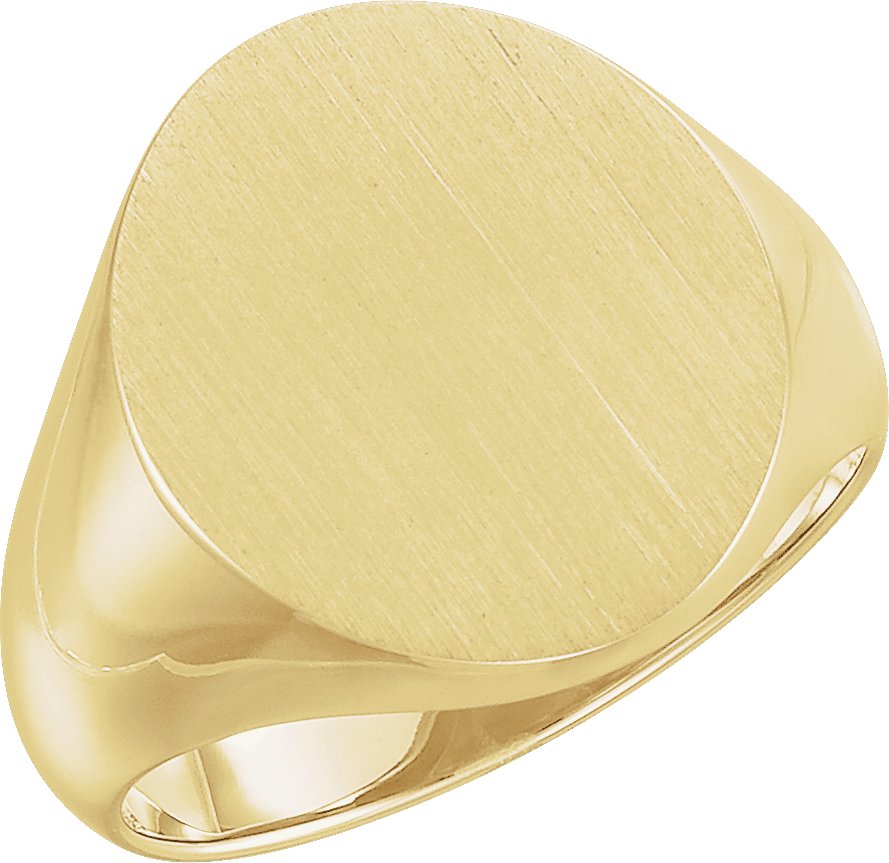 14K Yellow 18x16 mm Oval Signet Ring