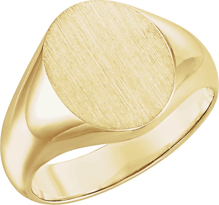 18K Yellow 12x10 mm Oval Signet Ring