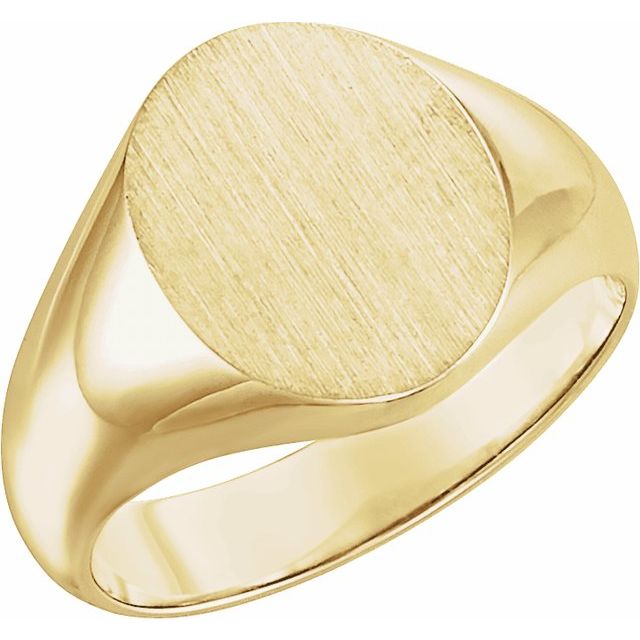 18K Yellow 12x10 mm Oval Signet Ring
