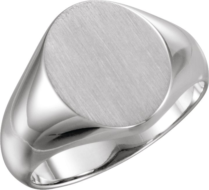 10K White 10x8 mm Oval Signet Ring