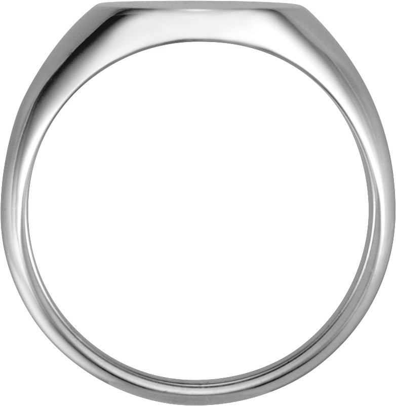 14K White 12x10 mm Oval Signet Ring