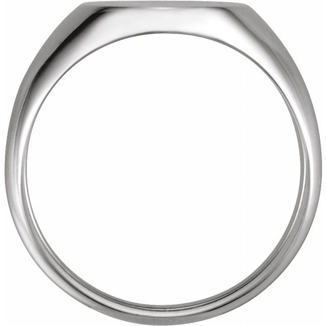 14K White 12x10 mm Oval Signet Ring