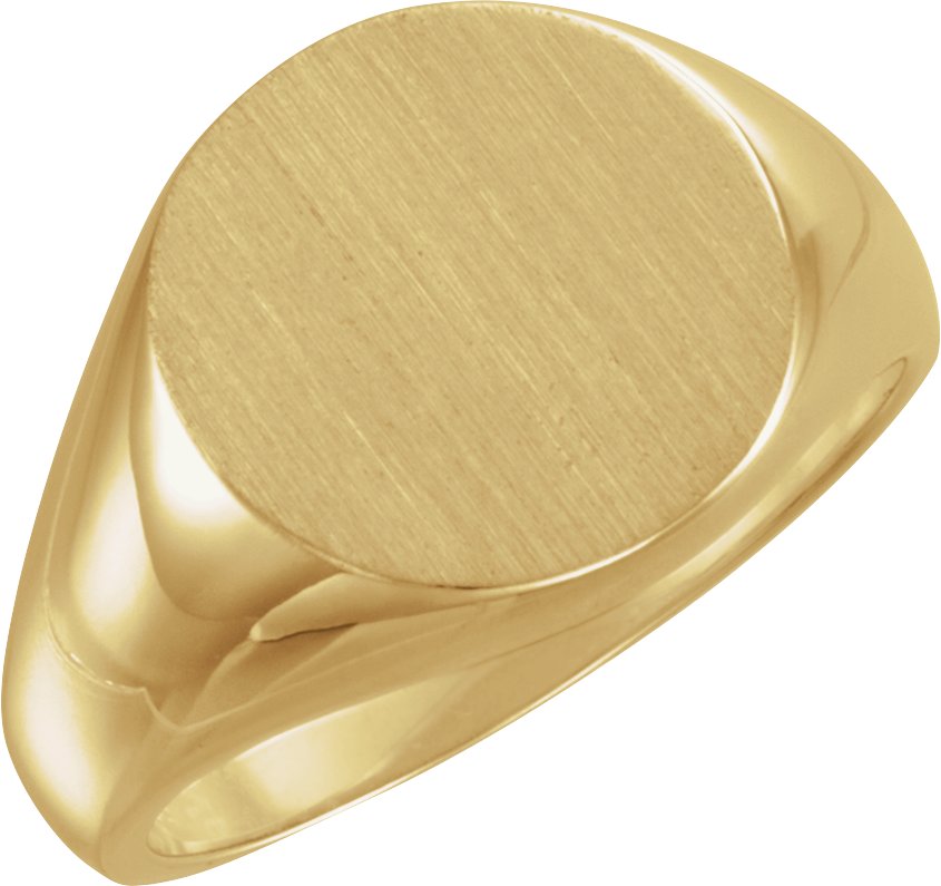 18K Yellow 15 mm Round Signet Ring