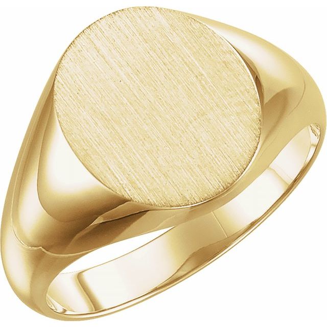 14K Yellow 10x12 mm Oval Signet Ring