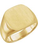 14K Yellow 14 mm Square Signet Ring with Brush Finished Top