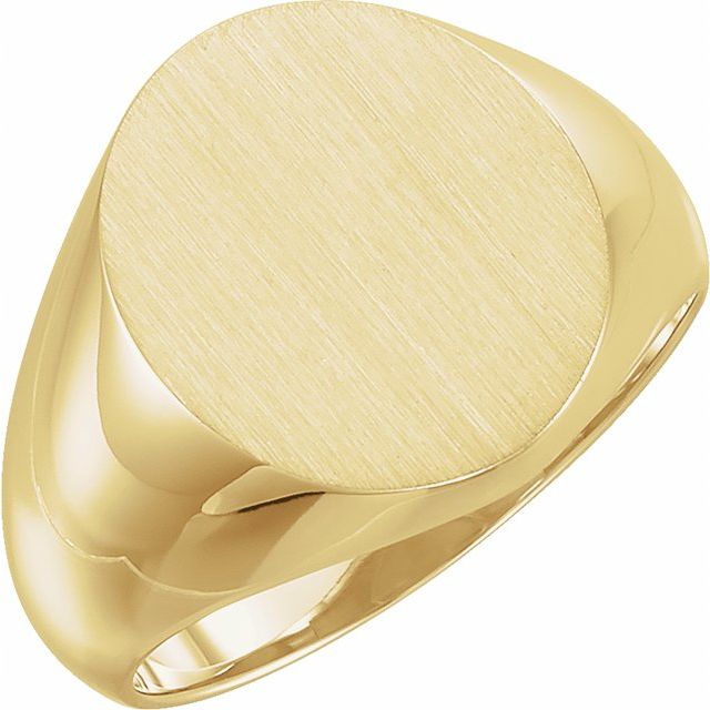 14K Yellow 16x14 mm Oval Signet Ring