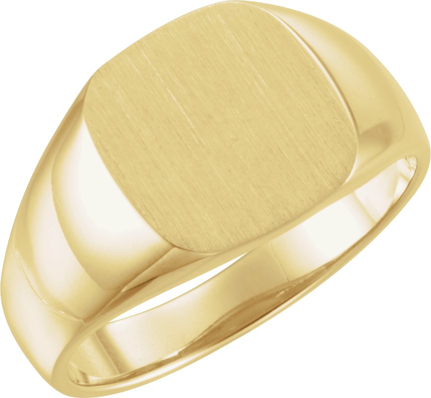 14K Yellow 12 mm Square Signet Ring