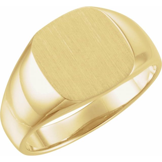 18K Yellow 12 mm Square Signet Ring