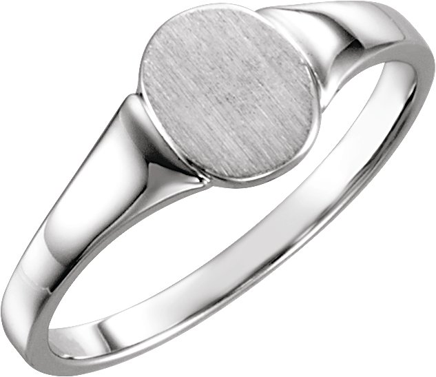 Platinum 7x6 mm Oval Signet Ring Size 6