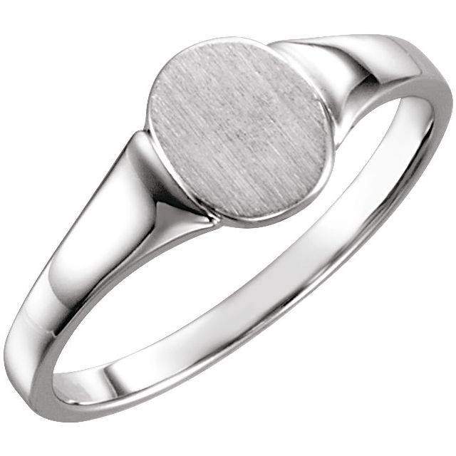 Sterling Silver 7x6 mm Oval Signet Ring Size 4