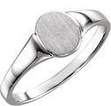 14K White 7x6 mm Oval Signet Ring Size 6