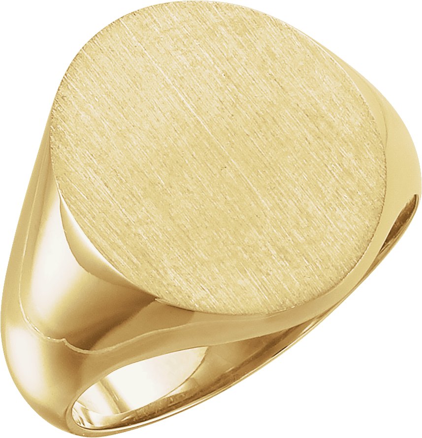 14K Yellow 18x16 mm Oval Signet Ring
