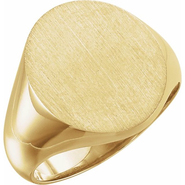 18K Yellow 18x16 mm Oval Signet Ring
