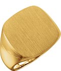 14K Yellow 16 mm Square Signet Ring with Brush Finished Top