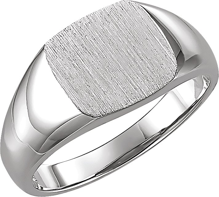 14K White 9 mm Square Signet Ring