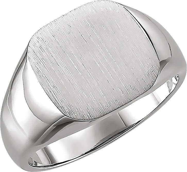 14K White 11 mm Square Signet Ring