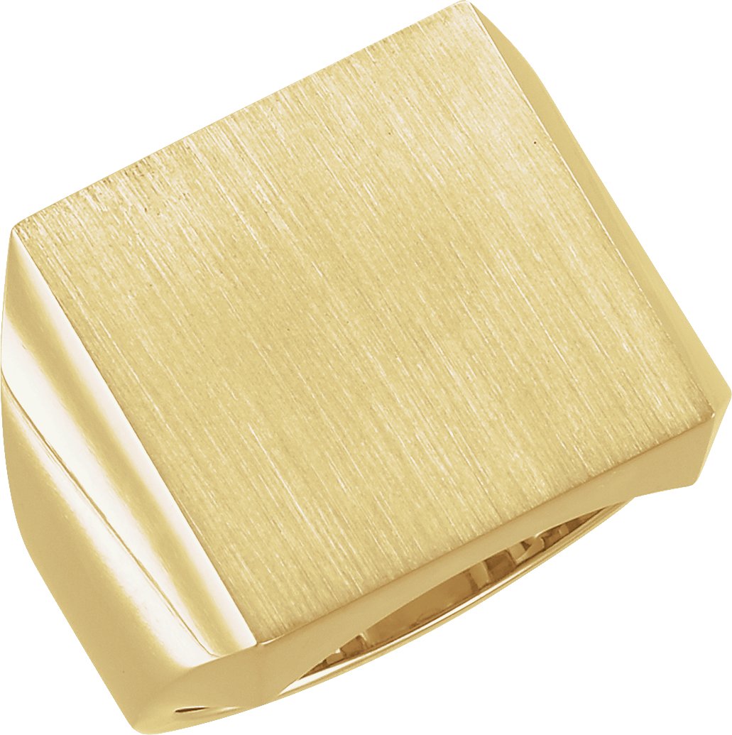 14K Yellow 18 mm Square Signet Ring