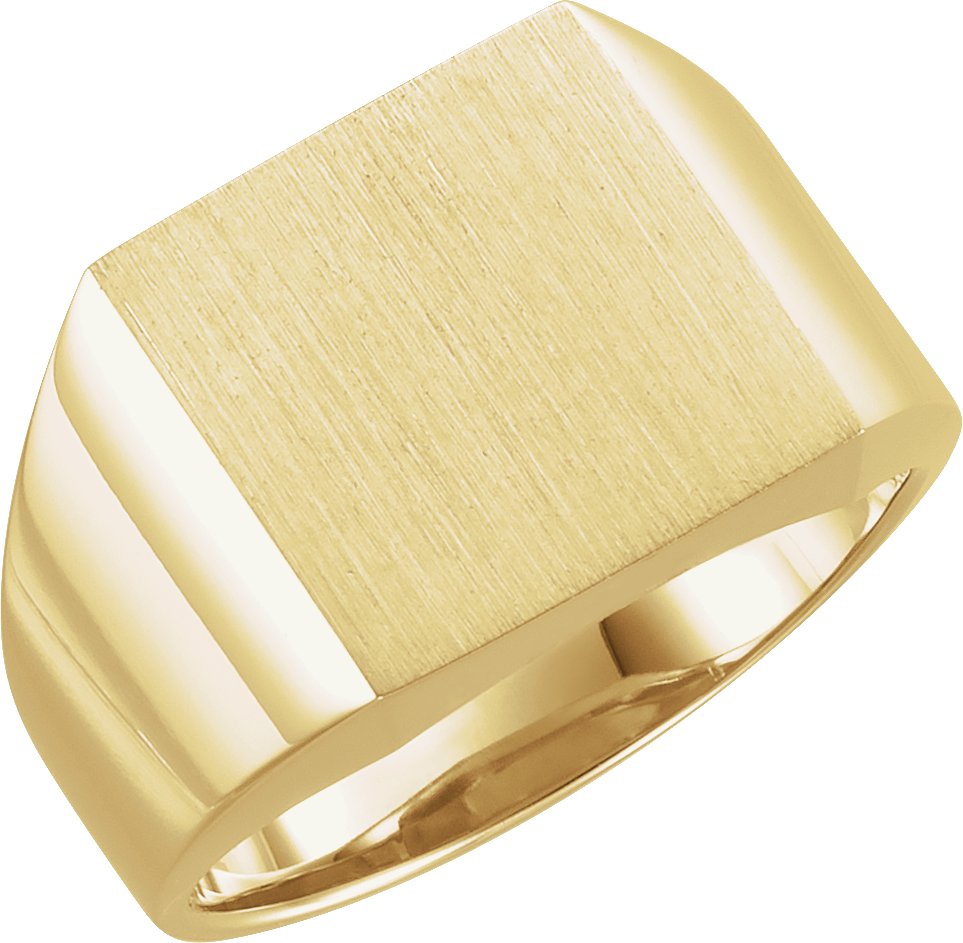 14K Yellow 14 mm Square Signet Ring