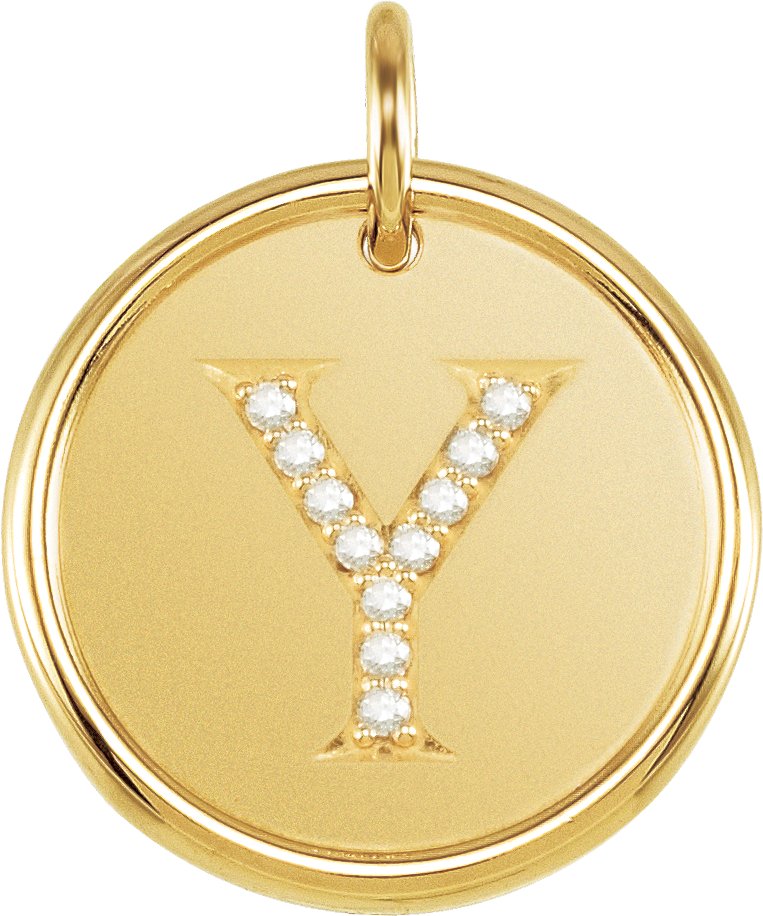 14K Yellow .06 CTW Natural Diamond Initial Y Pendant Ref 3232606