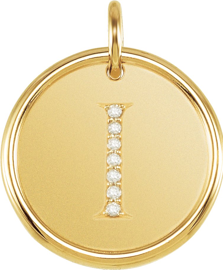 14K Yellow .04 CTW Natural Diamond Initial I Pendant Ref 3231705